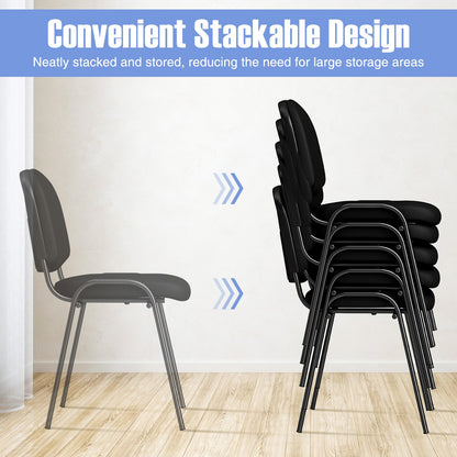 Set of 4 Waiting Room Chairs Stackable Reception Guest Chairs-Black