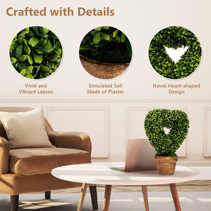 4 Pieces Heart-Shape Artificial Plant Set-Green