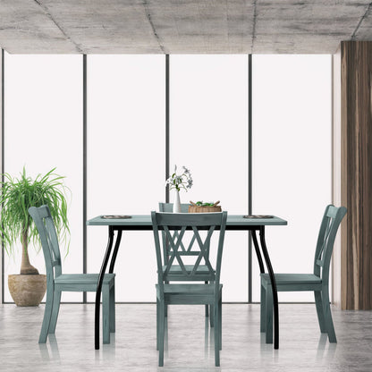 Set of 2 Armless Wood Dining Chairs with Ergonomic Fluted Seat