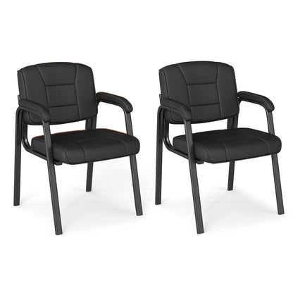 Set of 2 Big and Tall Guest Chair Waiting Room Chairfor Reception Meeting-Black