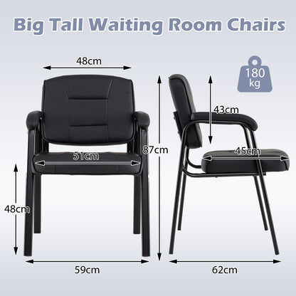 Set of 2 Big and Tall Guest Chair Waiting Room Chairfor Reception Meeting-Black