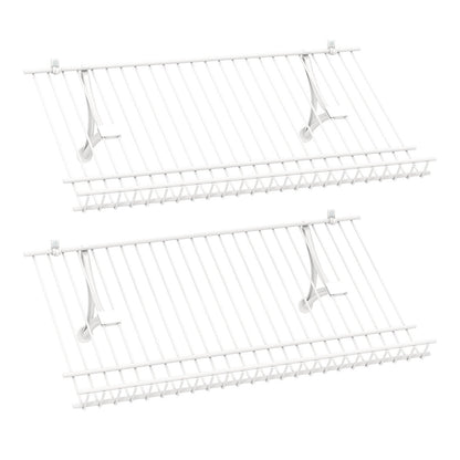 24" Closet Shelves Wall Mounted Metal Wire Shoe Racks Set of 2
