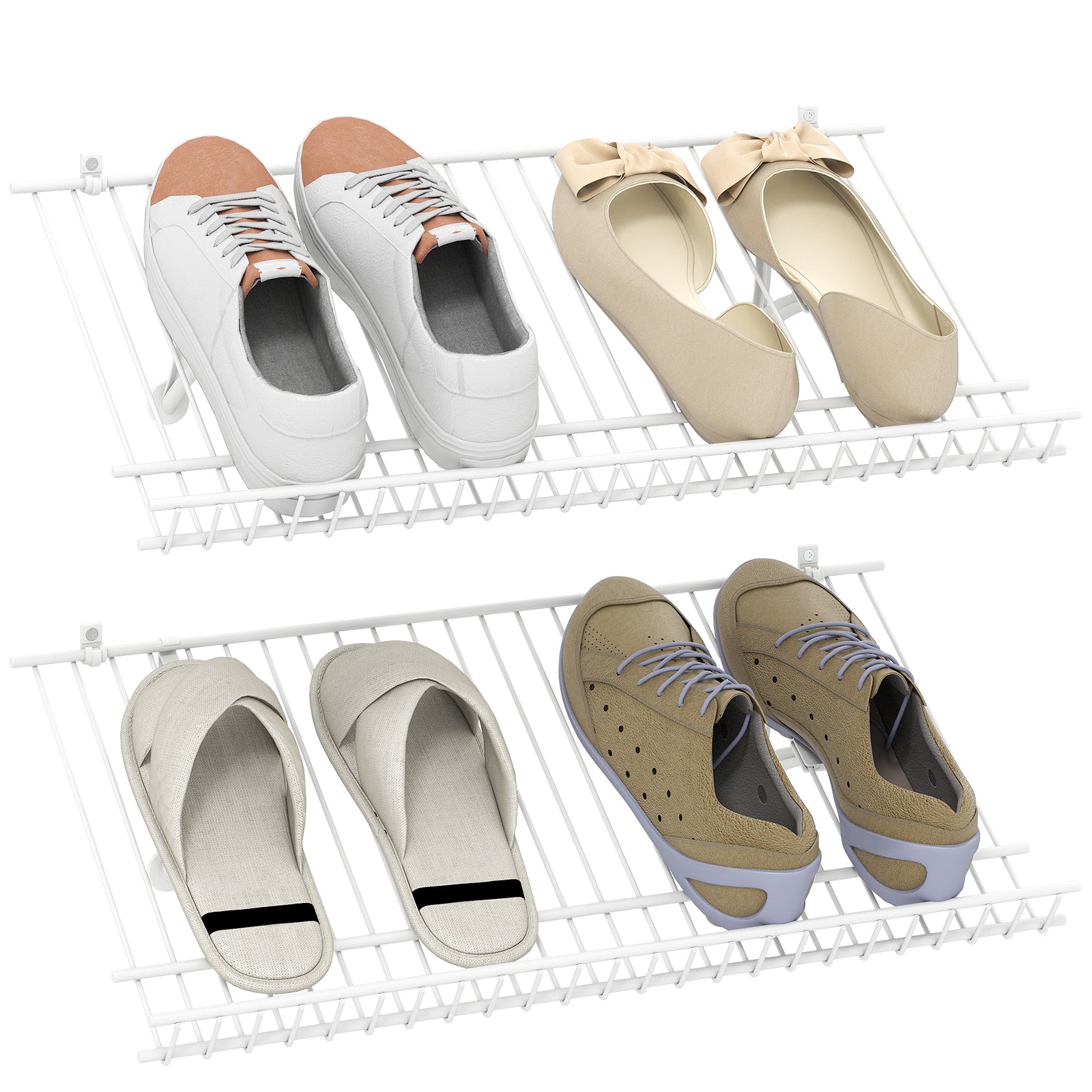 24"  Closet Shelves Wall Mounted Metal Wire Shoe Racks Set of 2