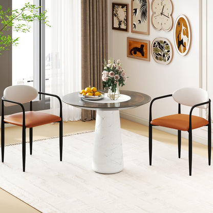 Modern Faux Leather Upholstered Dining Chairs Set of 2