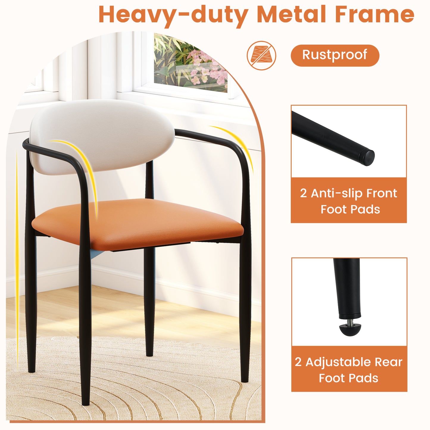 Modern Faux Leather Upholstered Dining Chairs Set of 2