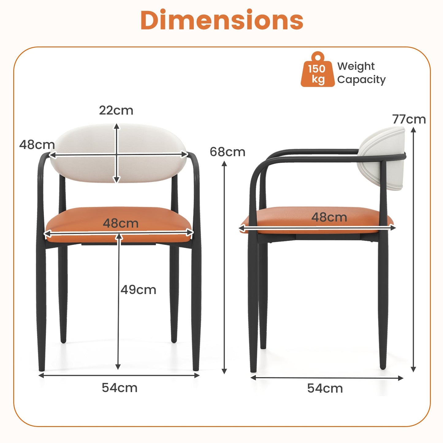 Modern Faux Leather Upholstered Dining Chairs Set of 2