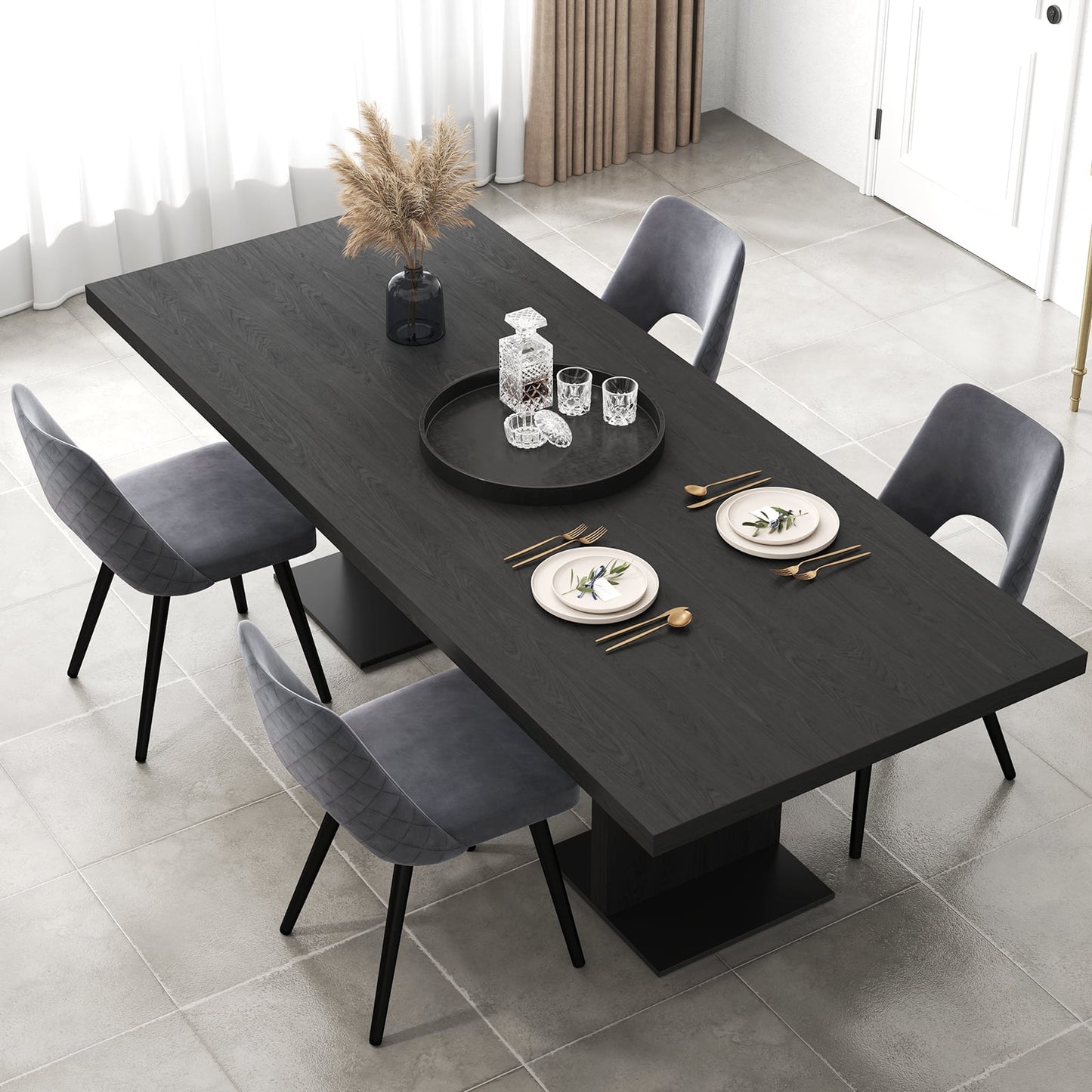 Set of 2 Upholstered Living Room Chair with High-density Sponge Cushion-Grey