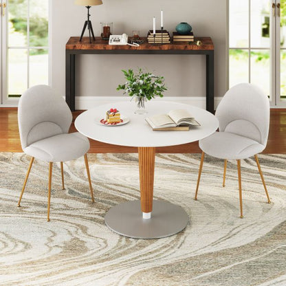 Set of 2 Upholstered Accent Chairs with Curved Backrest Adjustable Foot Pads-Grey