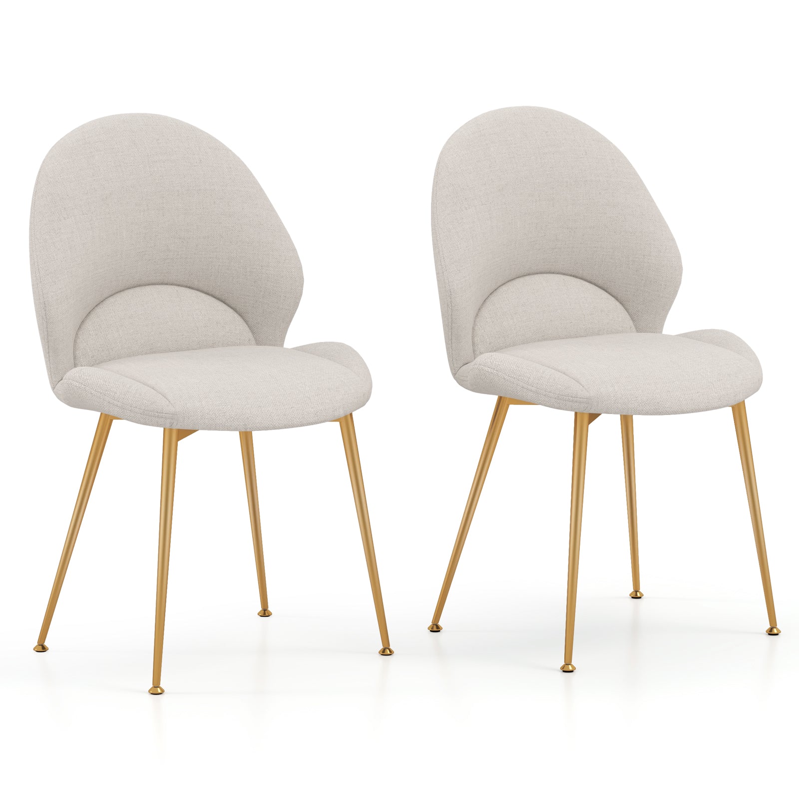 Set of 2 Upholstered Accent Chairs with Curved Backrest Adjustable Foot Pads-Grey