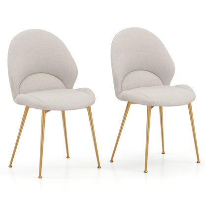 Set of 2 Upholstered Accent Chairs with Curved Backrest Adjustable Foot Pads-Grey
