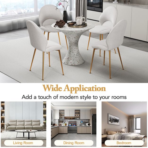 Set of 2 Upholstered Accent Chairs with Curved Backrest Adjustable Foot Pads-Grey