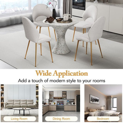 Set of 2 Upholstered Accent Chairs with Curved Backrest Adjustable Foot Pads-Grey