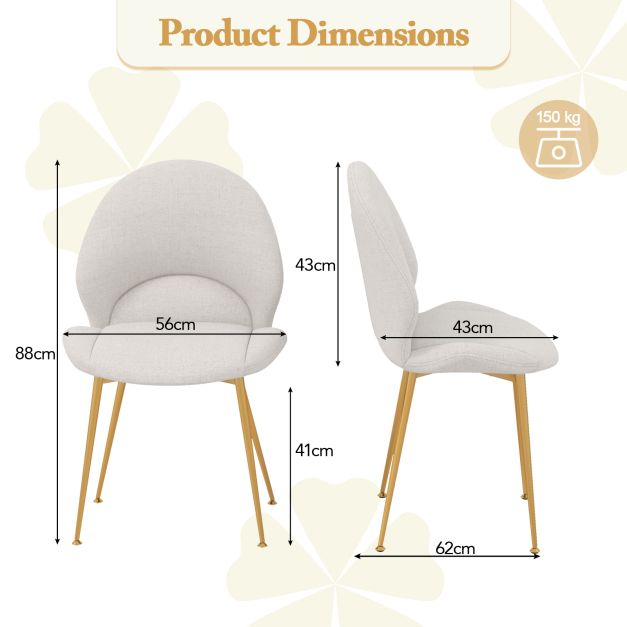 Set of 2 Upholstered Accent Chairs with Curved Backrest Adjustable Foot Pads-Grey