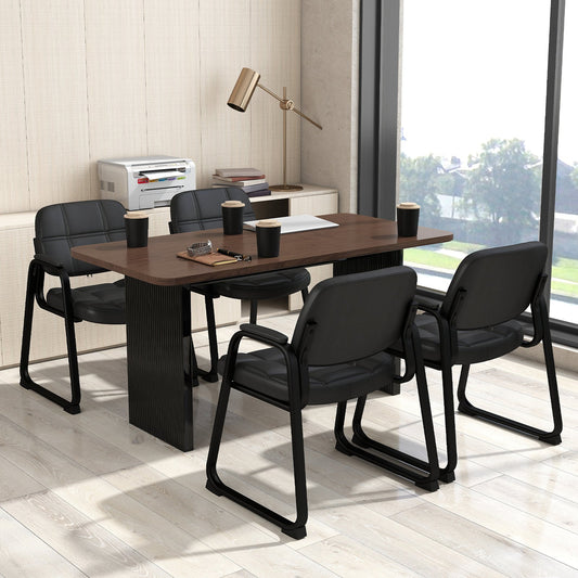 Set of 4 Guest Chair with Padded Armrests for Conference Meeting Room-Black