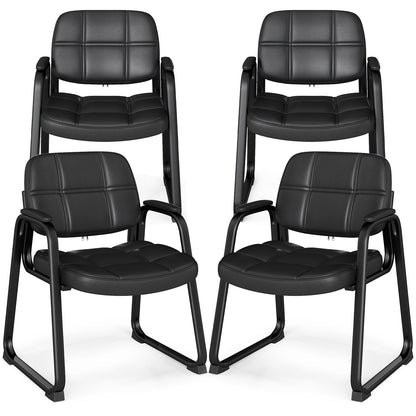 Set of 4 Guest Chair with Padded Armrests for Conference Meeting Room-Black