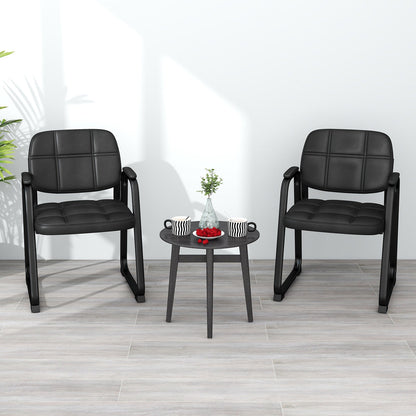 Set of 4 Reception Guest Chair with Padded Armrests-Black