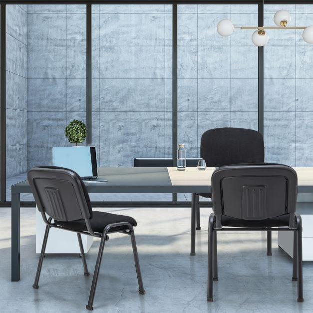 Office Chair with Metal Frame and Padded Cushions for Conference Room-Set of 5