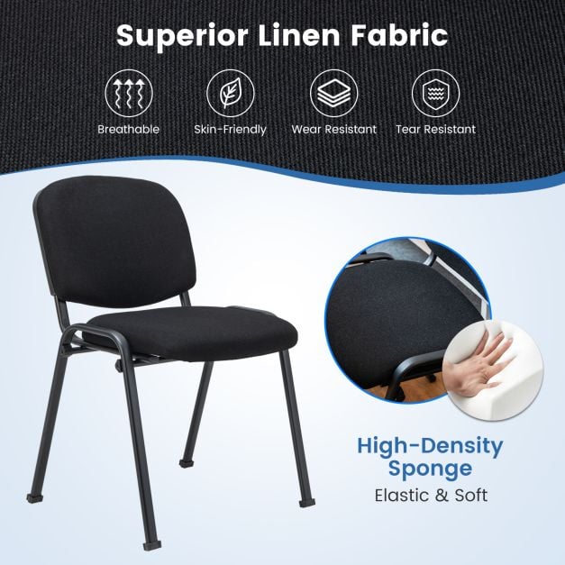 Office Chair with Metal Frame and Padded Cushions for Conference Room-Set of 5