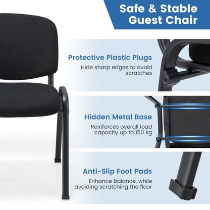 Office Chair with Metal Frame and Padded Cushions for Conference Room-Set of 5