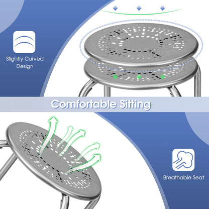 Set of 6 Round Metal Stools Support up to 120kg-Grey