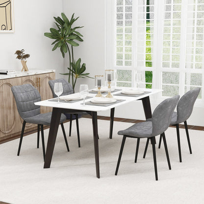 Set of 2 Dining Chairs Retro Kitchen Chairs with Padded Back-Grey-2 Pack