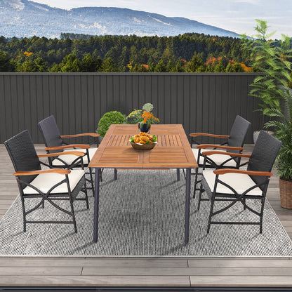 Set of 4 Patio Dining Chairs with All-Weather Wicker and Soft Zippered Cushion