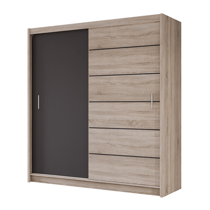 Oak Sonoma + Lava Mirrored Sliding Door Wardrobe 203cm – GRAYSON