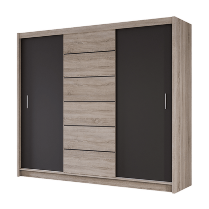 Oak Sonoma + Lava Mirrored Sliding Door Wardrobe 250cm – GRAYSON