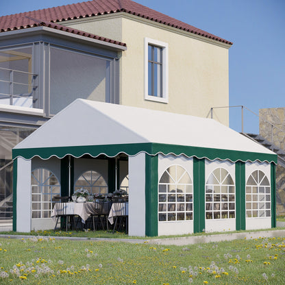 6 x 4m Garden Gazebo with Sides, Galvanised Marquee Party Tent with Six Windows and Double Doors, for Parties, Wedding and Events