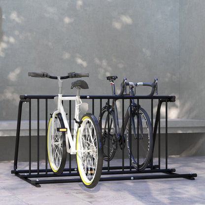 DURHAND Bike Stand, Double-sided Bike Rack Floor Stand for 6 Bicycles, Kids/Mountain/Road Bikes Garage Indoor Outdoor Use