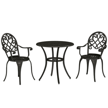 Elegancki, aluminiowy zestaw ogrodowy Outsunny, trzyczęściowy, czarny