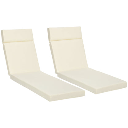 Outsunny Set of 2 Sun Lounger Cushions, Replacement Cushions for Rattan Furniture with Ties, 196 x 55 cm, Cushion ONLY, Cream White