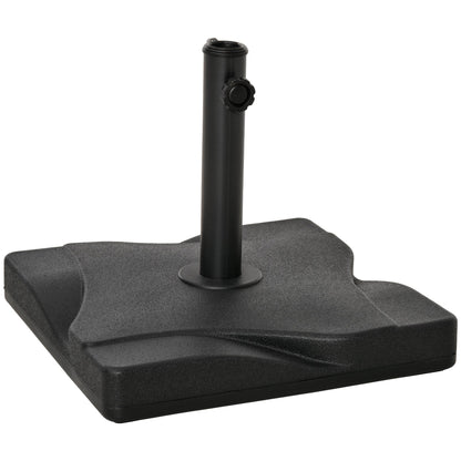 Outsunny 20kg Square Parasol Base Outdoor Garden Cement Umbrella Weight Stand Holder, Fits _32mm,_38mm,_48mm Pole - Black