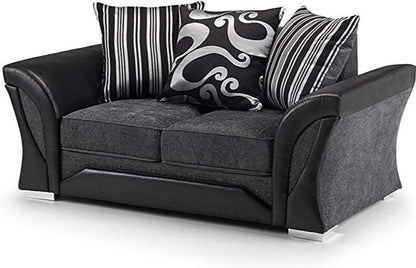 Sparrow Chenille Fabric 2 Seater Sofa - Black & Grey / Brown & Beige