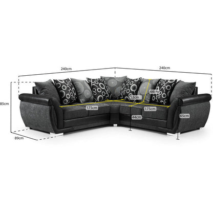 Shannon Black and Grey Large Corner Sofa