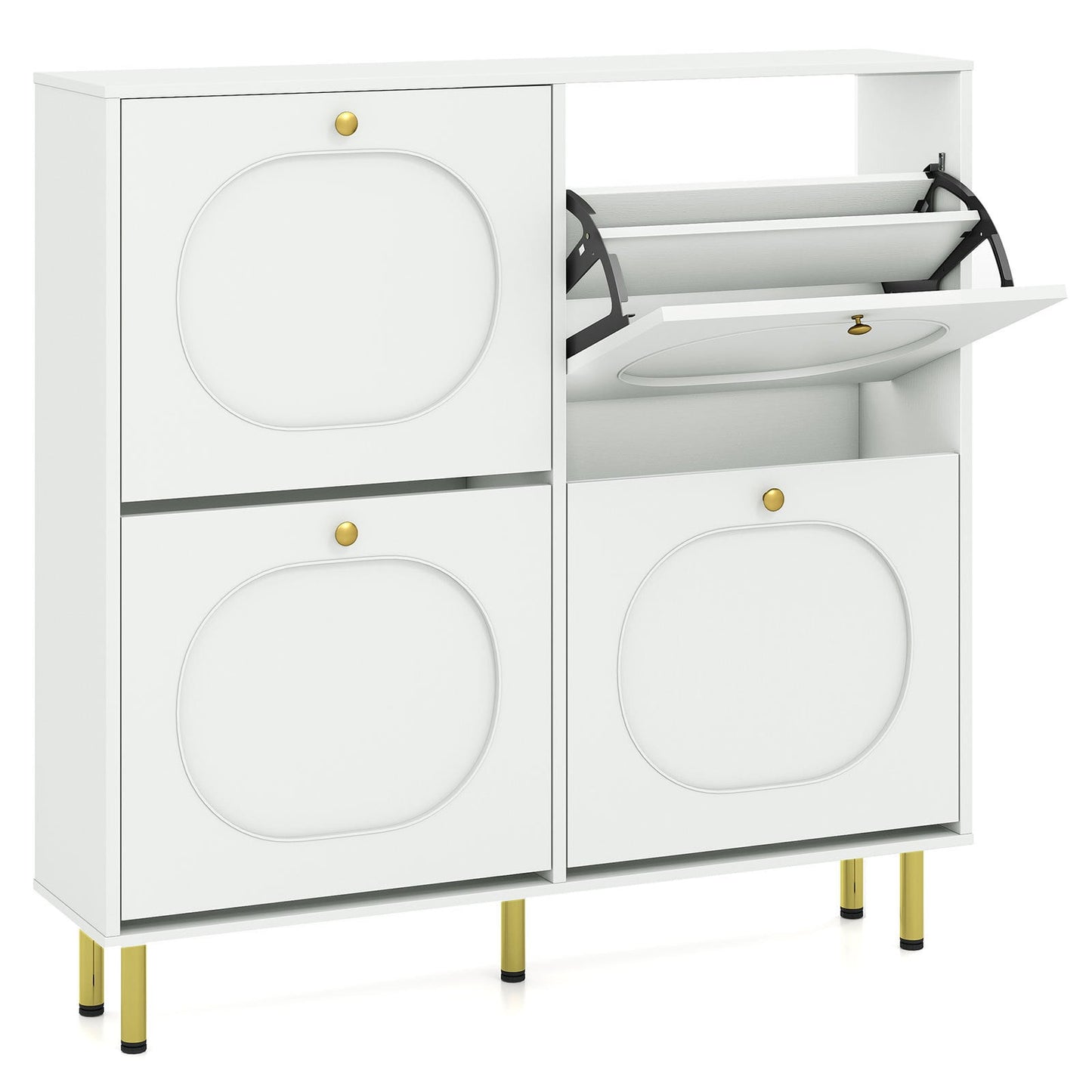 Shoe Storage Cabinet with 4 Flip Drawers for Entryway-White