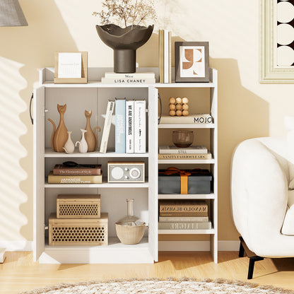 Shoe Storage Organizer with 2 Adjustable Inner Shelves and 4 Open Shelves-White