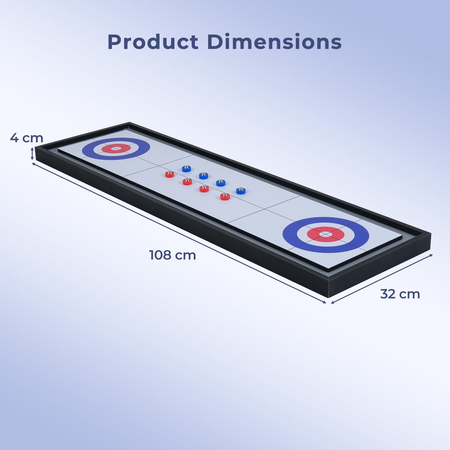 Shuffleboard and Curling 2 in 1 Board Game with 8 Rolling Pucks