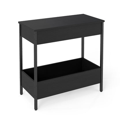 Side Table with 2 Storage Shelves and 2 Removable Tabletops for Living Room-Black