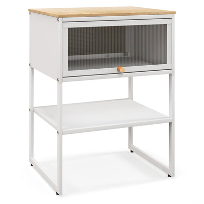 3-Tier Side Table with Storage Shelf for Living Room and Bedroom-White