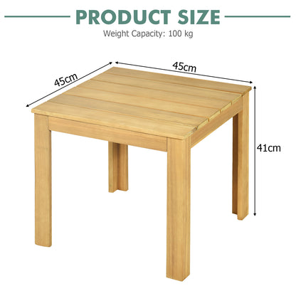 Outdoor Acacia Wood Side Table with Oil Finished for Patio Backyard Garden Poolside Balcony-Natural