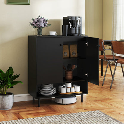 Sideboard Buffet Cabinet 2-Door Kitchen Storage Cabinet for Dining Room Living Room-Black