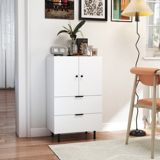 Sideboard Buffet Cabinet 2-Door Serving Cupboard Buffet Table Display Cabinet-White