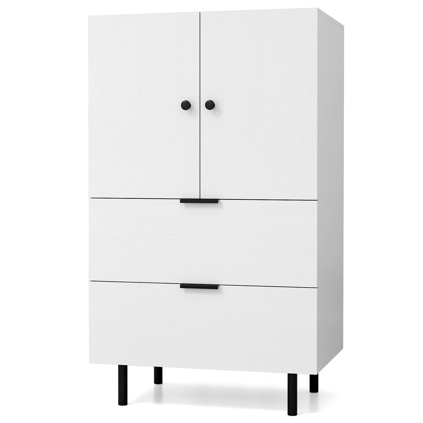 Sideboard Buffet Cabinet 2-Door Serving Cupboard Buffet Table Display Cabinet-White