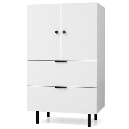 Sideboard Buffet Cabinet 2-Door Serving Cupboard Buffet Table Display Cabinet-White