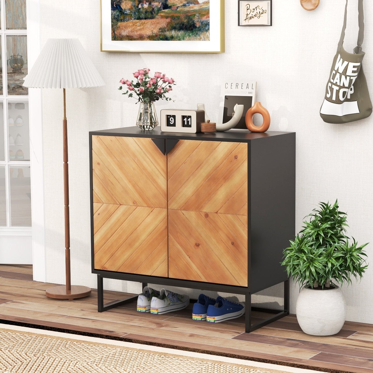 Sideboard Buffet Cabinet with Storage and shelf for Living Room-Black