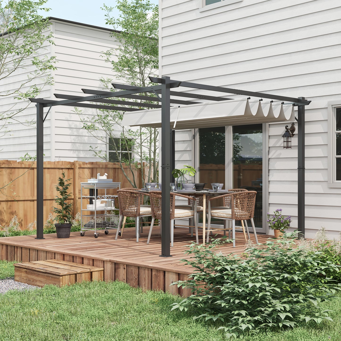 Outsunny 3 x 3(m) aluminiowa pergola markiza altana zewnętrzna osłona przeciwsłoneczna namiot imprezowy grill, jasnoszary