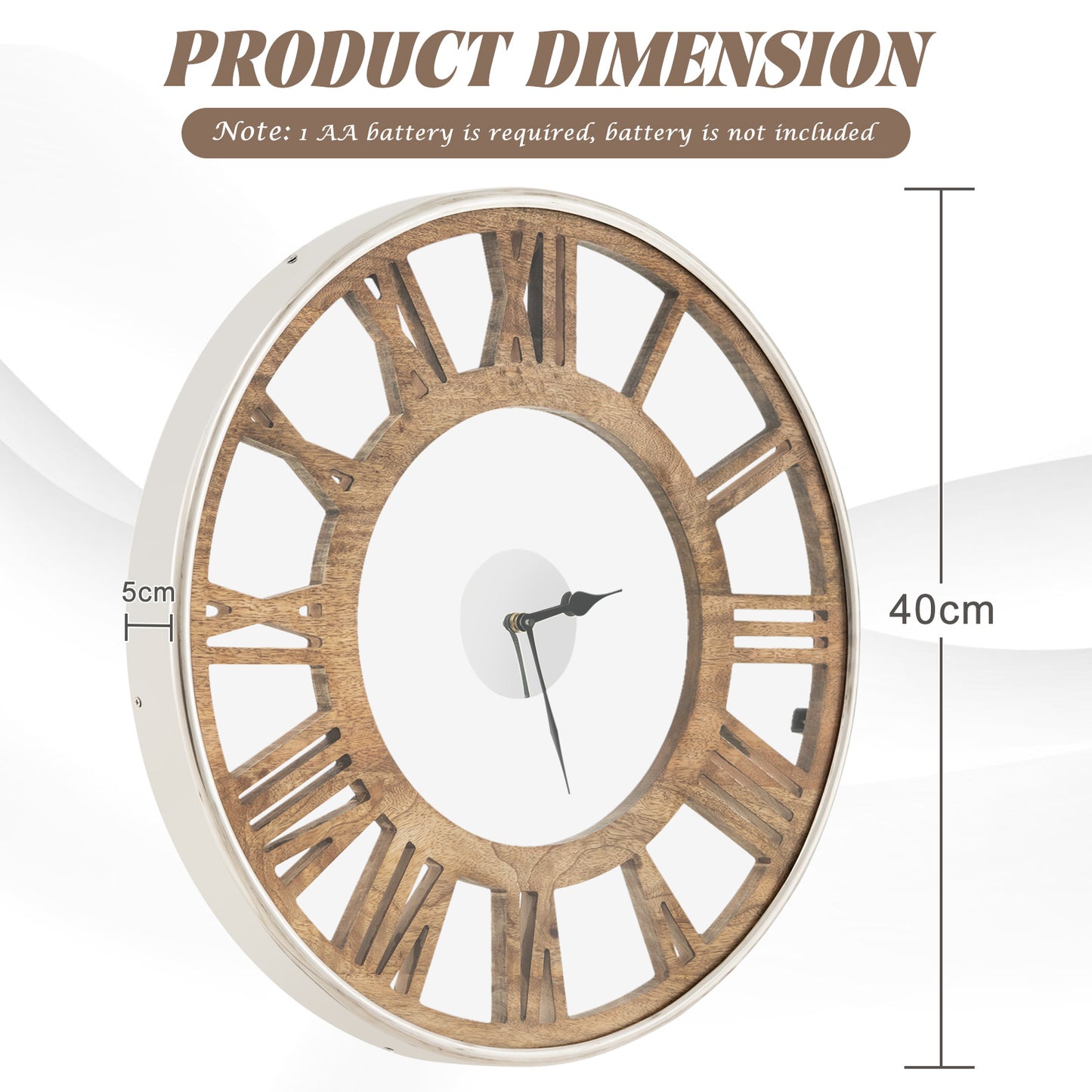 15.5/20 Inch Silent Wall Clock with Classic Frame-S