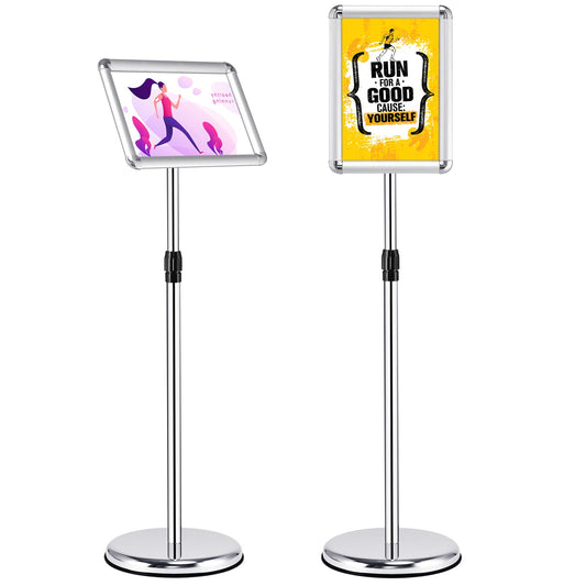360 Degrees Rotatable A4 Poster Stand with Adjustable Height-Silver