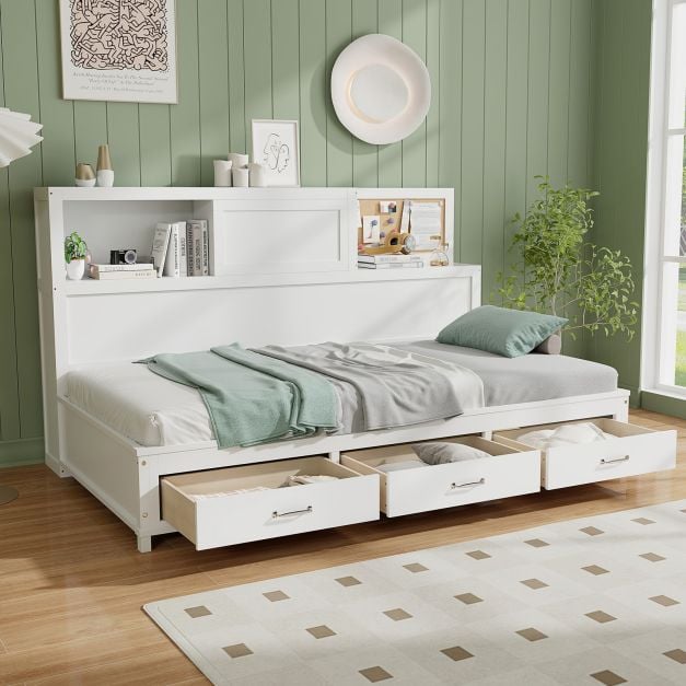 Single/Double Daybed Frame with 3 Storage Drawers-Single Size